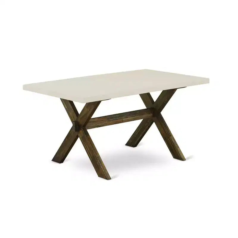 HomeStock Table à manger 5 pièces en bois massif finition jacobine vieillie avec 4 chaises de salle à manger dépareillées