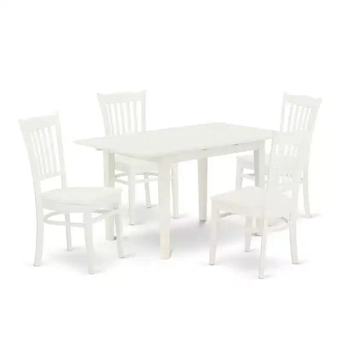 5-Piece Buttermilk and Cherry Solid Wood Top - Rectangular Dining Room Set - Seats 4