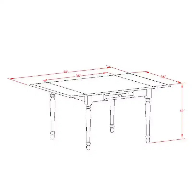 Ensemble de salle à manger 3 pièces HomeStock avec plateau rectangulaire en bois massif finition acajou et rabats