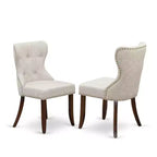 Ensemble de salle à manger vintage - 2 chaises en tissu et table à rallonge - fini acajou
