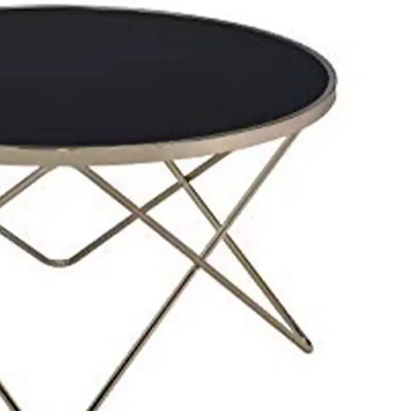 Table basse Royal Hampton, verre noir et doré