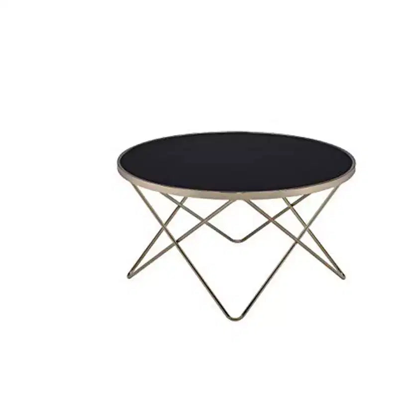 Table basse Royal Hampton, verre noir et doré