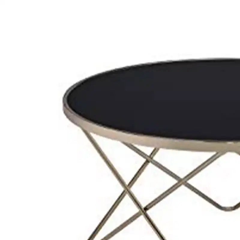 Table basse Royal Hampton, verre noir et doré