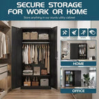 Armoire de rangement métallique COZONY, acier laminé à froid de 0,6 mm, 2 étagères et tringle à vêtements pour placard de chambre à coucher