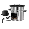 VEVOR Camping Rocket Stove, Wood Burning Portable Rocket Stove with Carrying Bag for Backpacking, Stainless Steel, Single Door, Burn Wood, Silver