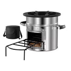 VEVOR Camping Rocket Stove, Wood Burning Portable Rocket Stove with Carrying Bag for Backpacking, Stainless Steel, Single Door, Burn Wood, Silver