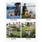 Réchaud de camping VEVOR, réchaud fusée portable à bois avec sac de transport pour la randonnée, acier inoxydable, porte simple, combustion au bois, argent