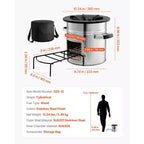 Réchaud de camping VEVOR, réchaud fusée portable à bois avec sac de transport pour la randonnée, acier inoxydable, porte simple, combustion au bois, argent