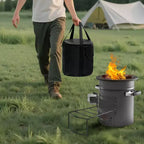 Réchaud de camping VEVOR, poêle rocket portable à bois avec sac de transport pour la randonnée, acier SPCC, double porte, brûle les brindilles, gris