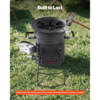 Réchaud de camping VEVOR, poêle rocket portable à bois avec sac de transport pour la randonnée, acier SPCC, double porte, brûle les brindilles, gris