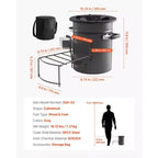 Réchaud de camping VEVOR, poêle rocket portable à bois avec sac de transport pour la randonnée, acier SPCC, double porte, brûle les brindilles, gris