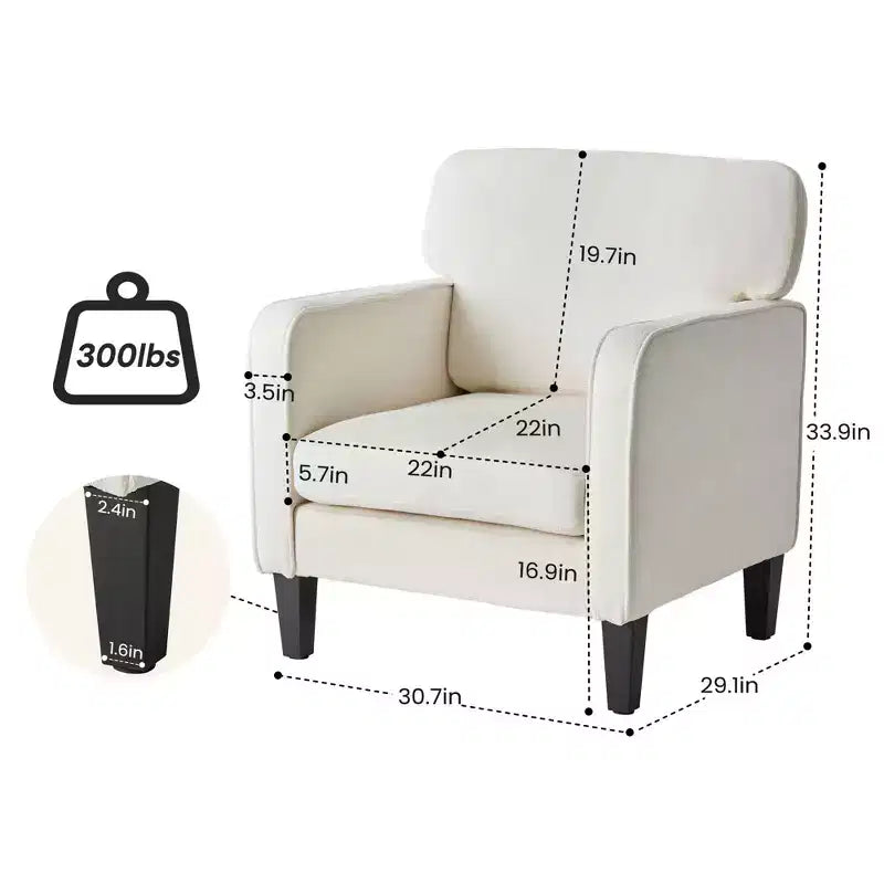 Chaise de lecture MAYEERTY avec accoudoir et dossier, fauteuil de salon confortable pour chambre à coucher, salle d'attente, salle de réception