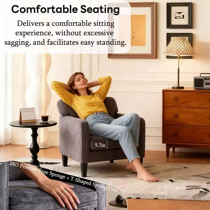 Chaise de lecture MAYEERTY avec accoudoir et dossier, fauteuil de salon confortable pour chambre à coucher, salle d'attente, salle de réception