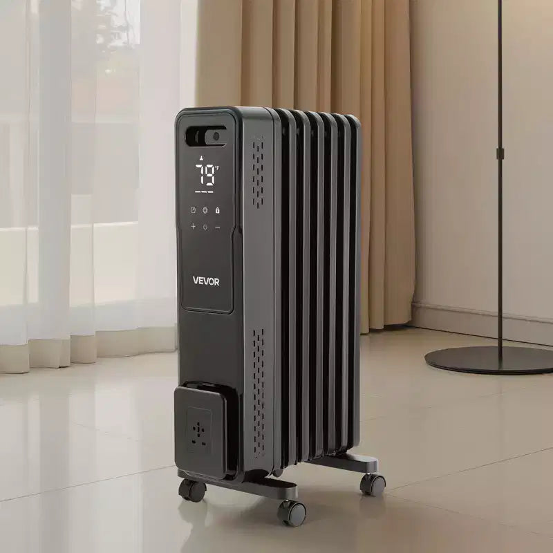 Chauffage au propane portable VEVOR, radiateur radiant 1500W avec double tube chauffant en U, protection contre la surchauffe, 3 réglages de chaleur, minuterie 24h, noir