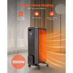 Chauffage au propane portable VEVOR, radiateur radiant 1500W avec double tube chauffant en U, protection contre la surchauffe, 3 réglages de chaleur, minuterie 24h, noir