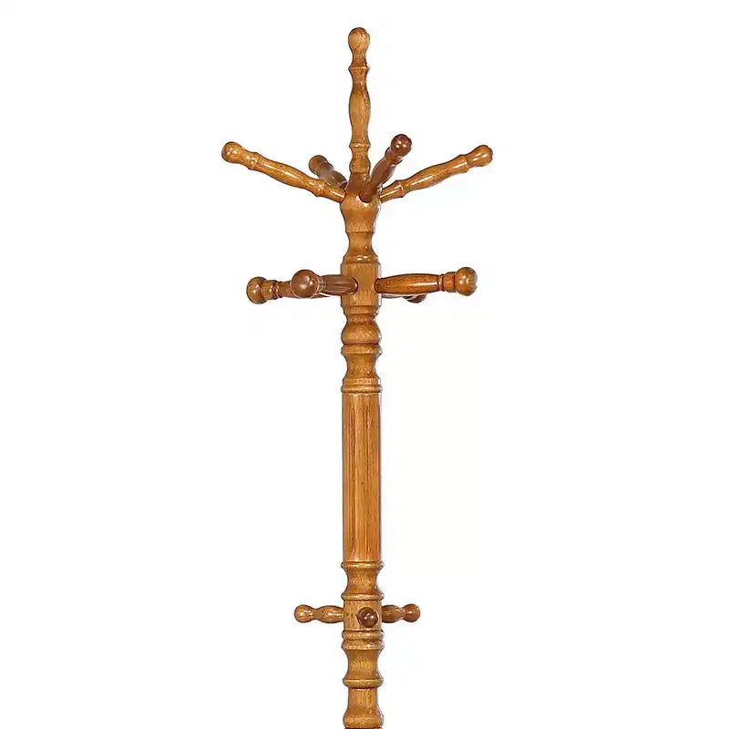 Porte-manteau vintage Okak avec 11 patères, arbre d'entrée autoportant avec conception compacte, porte-manteau pour entrée, salon, chambre, marron
