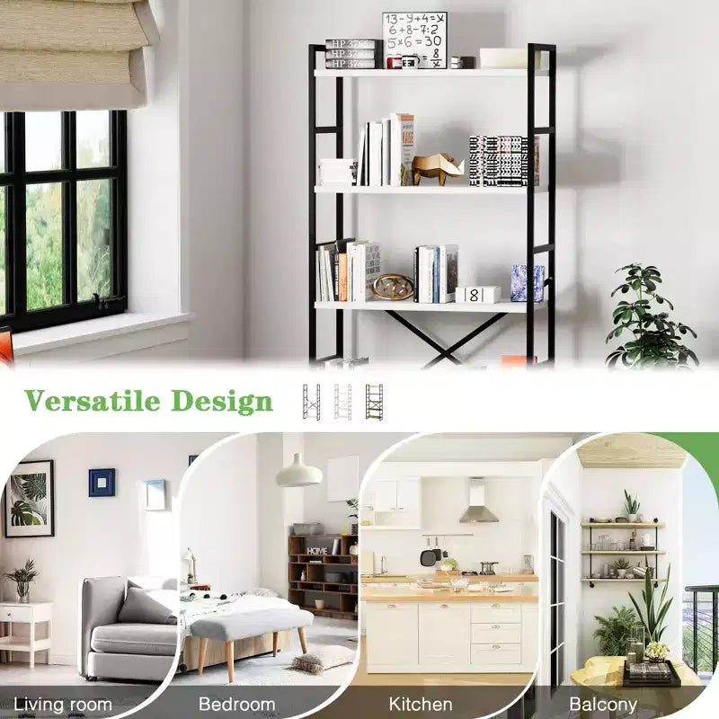 Étagère Celebalcony 62,2 H x 23,6 L 5 niveaux, Bibliothèque haute en bois avec cadre métallique, Meuble de rangement moderne, Étagères de rangement pour bureau à domicile