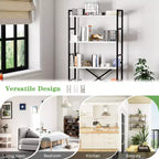 Étagère Celebalcony 62,2 H x 23,6 L 5 niveaux, Bibliothèque haute en bois avec cadre métallique, Meuble de rangement moderne, Étagères de rangement pour bureau à domicile