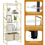 Étagère Celebalcony 62,2 H x 23,6 L 5 niveaux, Bibliothèque haute en bois avec cadre métallique, Meuble de rangement moderne, Étagères de rangement pour bureau à domicile