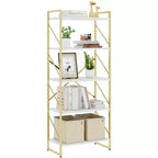 Étagère Celebalcony 62,2 H x 23,6 L 5 niveaux, Bibliothèque haute en bois avec cadre métallique, Meuble de rangement moderne, Étagères de rangement pour bureau à domicile