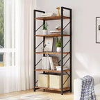 Étagère Celebalcony 62,2 H x 23,6 L 5 niveaux, Bibliothèque haute en bois avec cadre métallique, Meuble de rangement moderne, Étagères de rangement pour bureau à domicile