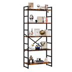 Étagère Celebalcony 62,2 H x 23,6 L 5 niveaux, Bibliothèque haute en bois avec cadre métallique, Meuble de rangement moderne, Étagères de rangement pour bureau à domicile
