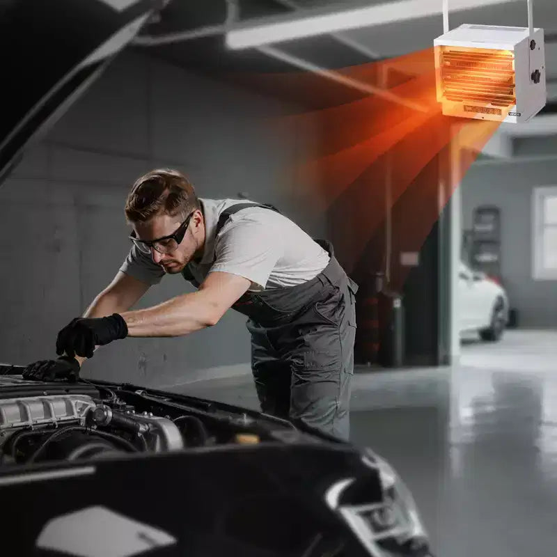 Chauffage de garage électrique VEVOR, 8500 watts avec minuterie de 10 heures et protection contre la surchauffe, chauffage d'atelier à montage mural/au plafond, 240 V, blanc