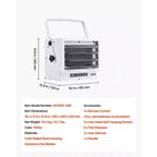 Chauffage de garage électrique VEVOR, 8500 watts avec minuterie de 10 heures et protection contre la surchauffe, chauffage d'atelier à montage mural/au plafond, 240 V, blanc