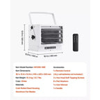 Chauffage de garage électrique VEVOR, 8500 watts avec minuterie de 10 heures et protection contre la surchauffe, chauffage d'atelier à montage mural/au plafond, 240 V, blanc