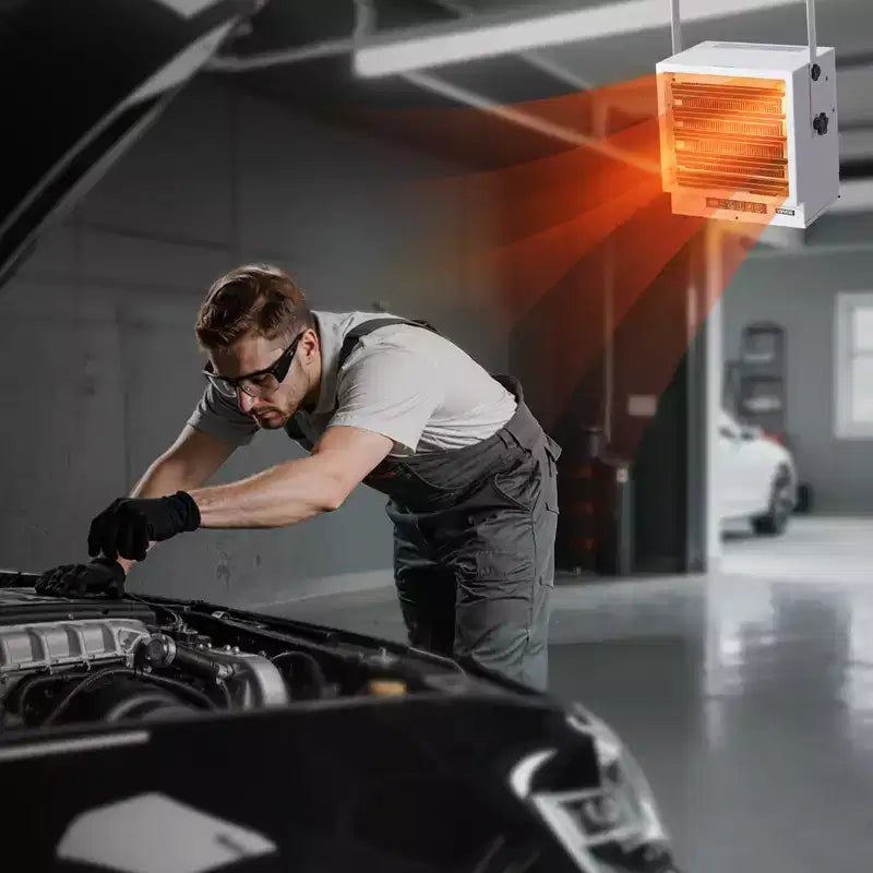 Chauffage de garage électrique VEVOR, 10 000 W avec minuterie de 10 heures et protection contre la surchauffe, chauffage d'atelier mural/au plafond, 240 V, blanc