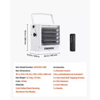 Chauffage de garage électrique VEVOR, 10 000 W avec minuterie de 10 heures et protection contre la surchauffe, chauffage d'atelier mural/au plafond, 240 V, blanc
