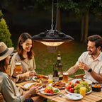 Chauffage de terrasse suspendu VEVOR, radiateur infrarouge électrique de 1500W, protection IP34 avec cordon de tirage de 60 cm et chaîne réglable, pour porche, terrasse, noir