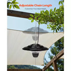 Chauffage de terrasse suspendu VEVOR, radiateur infrarouge électrique de 1500W, protection IP34 avec cordon de tirage de 60 cm et chaîne réglable, pour porche, terrasse, noir