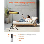 Chauffage infrarouge VEVOR, radiateur électrique 1500W avec écran, 3 vitesses et minuterie, pour intérieur/extérieur, terrasse, porche, studio, noir