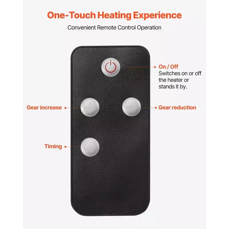 Chauffage infrarouge VEVOR, radiateur électrique 1500 W avec 2 vitesses et utilisation facile, intérieur/extérieur pour terrasse, chambre, studio, noir