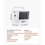 Chauffage de garage électrique VEVOR, 15 000 watts avec minuterie de 10 heures et protection contre la surchauffe, chauffage d'atelier à montage mural/au plafond, 240 V, blanc