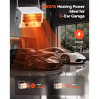 Chauffage de garage électrique VEVOR, 5000 W (2500/5000 W), chauffage d'atelier à montage au plafond, 2 réglages, protection contre la surchauffe et flux transversal silencieux, 240 V, blanc