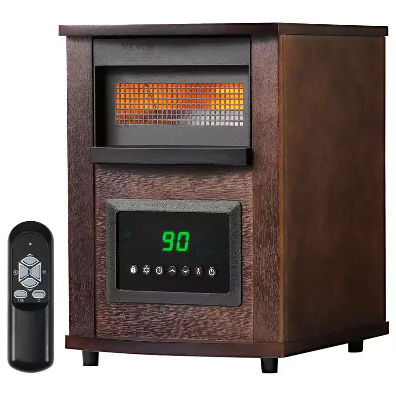 VEVOR Infrared Heater, 1500W Electric Space Heater with Screen & 24H Timer, Multiple Temperature Adjustable for Patio Bedroom,Brown