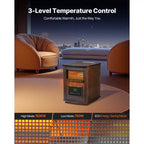 Chauffage infrarouge VEVOR, radiateur électrique 1500W avec écran et minuterie 24H, température réglable pour terrasse et chambre, marron