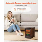 Chauffage infrarouge VEVOR, radiateur électrique 1500W avec écran et minuterie 24H, température réglable pour terrasse et chambre, marron