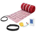 VEVOR 150 sqft Self-Adhesive Mesh Floor Heating Mat System, 120V Electric Radiant Heated Floor System, with Smart Control Thermostat & Alarm, Red