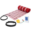 VEVOR 80 sqft Self-Adhesive Mesh Floor Heating Mat System, 120V Electric Radiant Heated Floor System, with Smart Control Thermostat & Alarm, Red