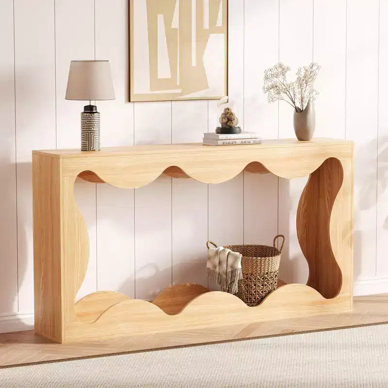 Table console de ferme de 63 pouces avec rangement, table de canapé en bois, meuble console étroit pour entrée et salon