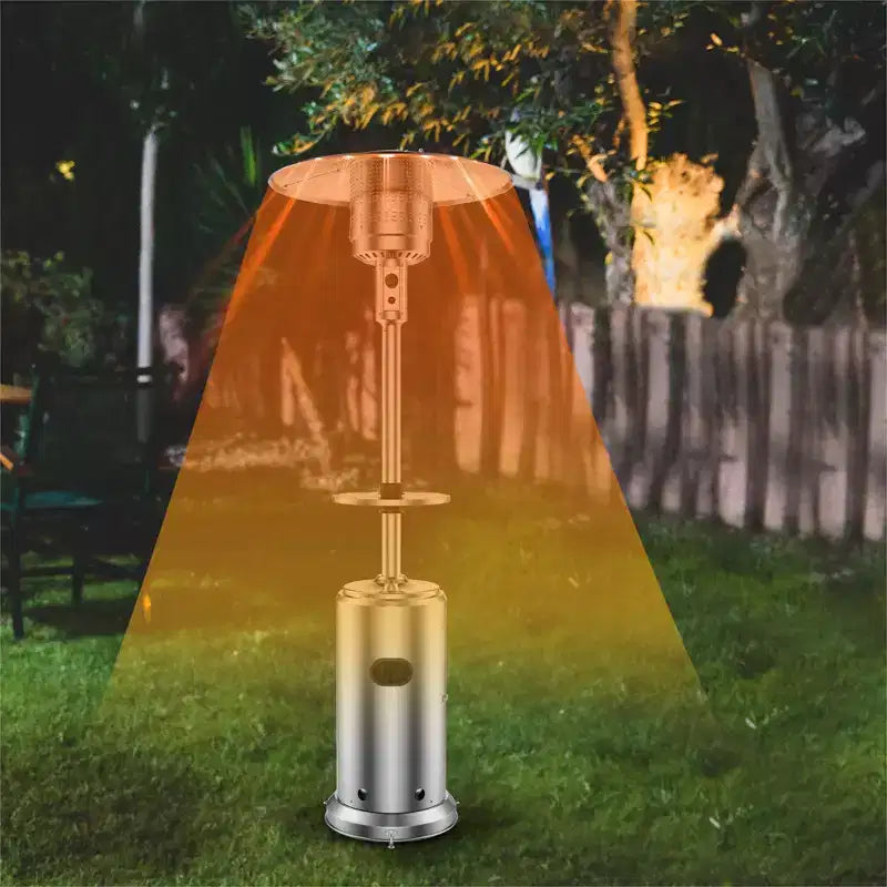 Chauffage de terrasse au propane 48 000 BTU, radiateur extérieur avec roulettes, table en acier inoxydable et arrêt automatique de sécurité