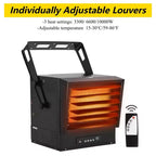 Chauffage de garage électrique 10 000 W, radiateur soufflant numérique 240 V à montage au plafond avec thermostat, télécommande, 3 modes de chauffage et minuterie de 12 heures