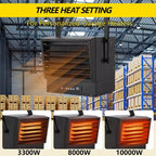 Chauffage de garage électrique 10 000 W, radiateur soufflant numérique 240 V à montage au plafond avec thermostat, télécommande, 3 modes de chauffage et minuterie de 12 heures