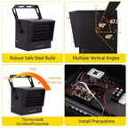 Chauffage de garage électrique 10 000 W, radiateur soufflant numérique 240 V à montage au plafond avec thermostat, télécommande, 3 modes de chauffage et minuterie de 12 heures