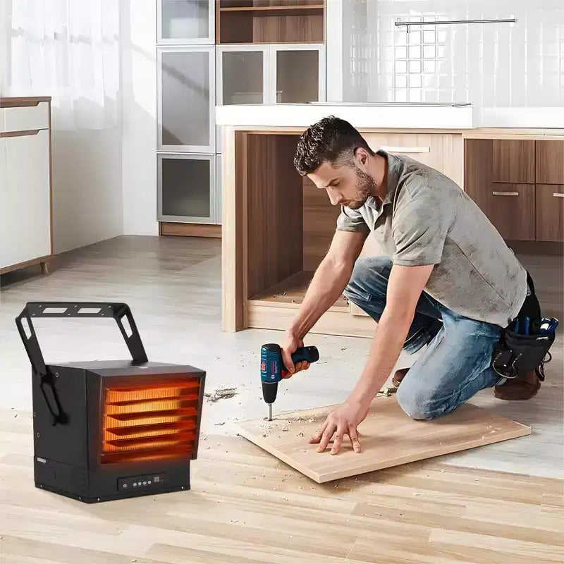 Chauffage de garage électrique 10 000 W, radiateur soufflant numérique 240 V à montage au plafond avec thermostat, télécommande, 3 modes de chauffage et minuterie de 12 heures