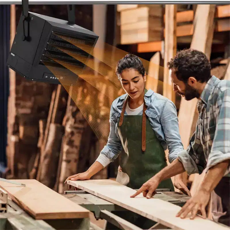 Chauffage de garage électrique 10 000 W, radiateur soufflant numérique 240 V à montage au plafond avec thermostat, télécommande, 3 modes de chauffage et minuterie de 12 heures