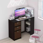 HOMLUX 39 Bureau d'ordinateur, de travail et d'étude avec 3 bacs de rangement et étagères ouvertes